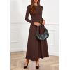 imageBTFBM Long Sleeve Dress for Women 2025 Winter Business Casual Clothes Pleated Fall Wedding Guest Dresses PocketsBrown