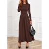 imageBTFBM Long Sleeve Dress for Women 2025 Winter Business Casual Clothes Pleated Fall Wedding Guest Dresses PocketsBrown