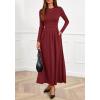 imageBTFBM Long Sleeve Dress for Women 2025 Winter Business Casual Clothes Pleated Fall Wedding Guest Dresses PocketsBurgundy