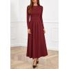 imageBTFBM Long Sleeve Dress for Women 2025 Winter Business Casual Clothes Pleated Fall Wedding Guest Dresses PocketsBurgundy