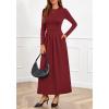 imageBTFBM Long Sleeve Dress for Women 2025 Winter Business Casual Clothes Pleated Fall Wedding Guest Dresses PocketsBurgundy