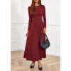 imageBTFBM Long Sleeve Dress for Women 2025 Winter Business Casual Clothes Pleated Fall Wedding Guest Dresses PocketsBurgundy