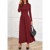 imageBTFBM Long Sleeve Dress for Women 2025 Winter Business Casual Clothes Pleated Fall Wedding Guest Dresses PocketsBurgundy