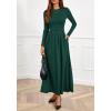 imageBTFBM Long Sleeve Dress for Women 2025 Winter Business Casual Clothes Pleated Fall Wedding Guest Dresses PocketsDark Green