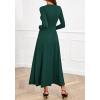 imageBTFBM Long Sleeve Dress for Women 2025 Winter Business Casual Clothes Pleated Fall Wedding Guest Dresses PocketsDark Green