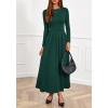 imageBTFBM Long Sleeve Dress for Women 2025 Winter Business Casual Clothes Pleated Fall Wedding Guest Dresses PocketsDark Green