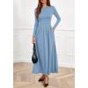 imageBTFBM Long Sleeve Dress for Women 2025 Winter Business Casual Clothes Pleated Fall Wedding Guest Dresses PocketsLight Blue