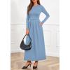 imageBTFBM Long Sleeve Dress for Women 2025 Winter Business Casual Clothes Pleated Fall Wedding Guest Dresses PocketsLight Blue