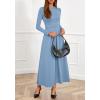 imageBTFBM Long Sleeve Dress for Women 2025 Winter Business Casual Clothes Pleated Fall Wedding Guest Dresses PocketsLight Blue