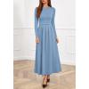 imageBTFBM Long Sleeve Dress for Women 2025 Winter Business Casual Clothes Pleated Fall Wedding Guest Dresses PocketsLight Blue