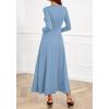 imageBTFBM Long Sleeve Dress for Women 2025 Winter Business Casual Clothes Pleated Fall Wedding Guest Dresses PocketsLight Blue