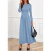 imageBTFBM Long Sleeve Dress for Women 2025 Winter Business Casual Clothes Pleated Fall Wedding Guest Dresses PocketsLight Blue