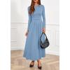 imageBTFBM Long Sleeve Dress for Women 2025 Winter Business Casual Clothes Pleated Fall Wedding Guest Dresses PocketsLight Blue