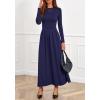 imageBTFBM Long Sleeve Dress for Women 2025 Winter Business Casual Clothes Pleated Fall Wedding Guest Dresses PocketsNavy Blue