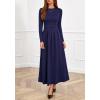 imageBTFBM Long Sleeve Dress for Women 2025 Winter Business Casual Clothes Pleated Fall Wedding Guest Dresses PocketsNavy Blue