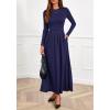 imageBTFBM Long Sleeve Dress for Women 2025 Winter Business Casual Clothes Pleated Fall Wedding Guest Dresses PocketsNavy Blue