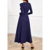 imageBTFBM Long Sleeve Dress for Women 2025 Winter Business Casual Clothes Pleated Fall Wedding Guest Dresses PocketsNavy Blue