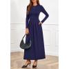 imageBTFBM Long Sleeve Dress for Women 2025 Winter Business Casual Clothes Pleated Fall Wedding Guest Dresses PocketsNavy Blue