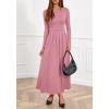 imageBTFBM Long Sleeve Dress for Women 2025 Winter Business Casual Clothes Pleated Fall Wedding Guest Dresses PocketsPink
