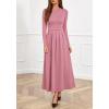 imageBTFBM Long Sleeve Dress for Women 2025 Winter Business Casual Clothes Pleated Fall Wedding Guest Dresses PocketsPink