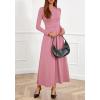 imageBTFBM Long Sleeve Dress for Women 2025 Winter Business Casual Clothes Pleated Fall Wedding Guest Dresses PocketsPink