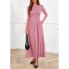 imageBTFBM Long Sleeve Dress for Women 2025 Winter Business Casual Clothes Pleated Fall Wedding Guest Dresses PocketsPink