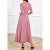 imageBTFBM Long Sleeve Dress for Women 2025 Winter Business Casual Clothes Pleated Fall Wedding Guest Dresses PocketsPink