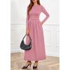 imageBTFBM Long Sleeve Dress for Women 2025 Winter Business Casual Clothes Pleated Fall Wedding Guest Dresses PocketsPink
