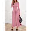 imageBTFBM Long Sleeve Dress for Women 2025 Winter Business Casual Clothes Pleated Fall Wedding Guest Dresses PocketsPink