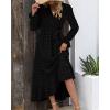 imageBTFBM Long Sleeve Maxi Dresses for Women V Neck Swiss Dot Boho Flowy Slit Cocktail Wedding Guest Dress Fall Clothes 2025Black