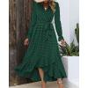 imageBTFBM Long Sleeve Maxi Dresses for Women V Neck Swiss Dot Boho Flowy Slit Cocktail Wedding Guest Dress Fall Clothes 2025Dark Green