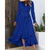 imageBTFBM Long Sleeve Maxi Dresses for Women V Neck Swiss Dot Boho Flowy Slit Cocktail Wedding Guest Dress Fall Clothes 2025Royal Blue