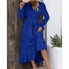 imageBTFBM Long Sleeve Maxi Dresses for Women V Neck Swiss Dot Boho Flowy Slit Cocktail Wedding Guest Dress Fall Clothes 2025Royal Blue