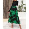 imageBTFBM Womens Floral Maxi Dress Fall Summer Casual Crewneck Long Sleeve Ruffle Flowy Cocktail Wedding Guest DressesBig Floral Green