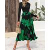 imageBTFBM Womens Floral Maxi Dress Fall Summer Casual Crewneck Long Sleeve Ruffle Flowy Cocktail Wedding Guest DressesBig Floral Green