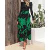 imageBTFBM Womens Floral Maxi Dress Fall Summer Casual Crewneck Long Sleeve Ruffle Flowy Cocktail Wedding Guest DressesBig Floral Green