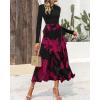 imageBTFBM Womens Floral Maxi Dress Fall Summer Casual Crewneck Long Sleeve Ruffle Flowy Cocktail Wedding Guest DressesBig Floral Purple Red