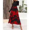 imageBTFBM Womens Floral Maxi Dress Fall Summer Casual Crewneck Long Sleeve Ruffle Flowy Cocktail Wedding Guest DressesBig Floral Red