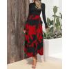 imageBTFBM Womens Floral Maxi Dress Fall Summer Casual Crewneck Long Sleeve Ruffle Flowy Cocktail Wedding Guest DressesBig Floral Red
