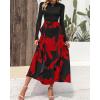 imageBTFBM Womens Floral Maxi Dress Fall Summer Casual Crewneck Long Sleeve Ruffle Flowy Cocktail Wedding Guest DressesBig Floral Red