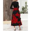 imageBTFBM Womens Floral Maxi Dress Fall Summer Casual Crewneck Long Sleeve Ruffle Flowy Cocktail Wedding Guest DressesBig Floral Red