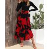 imageBTFBM Womens Floral Maxi Dress Fall Summer Casual Crewneck Long Sleeve Ruffle Flowy Cocktail Wedding Guest DressesBig Floral Red
