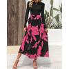 imageBTFBM Womens Floral Maxi Dress Fall Summer Casual Crewneck Long Sleeve Ruffle Flowy Cocktail Wedding Guest DressesBig Floral Rose Red