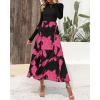 imageBTFBM Womens Floral Maxi Dress Fall Summer Casual Crewneck Long Sleeve Ruffle Flowy Cocktail Wedding Guest DressesBig Floral Rose Red
