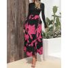 imageBTFBM Womens Floral Maxi Dress Fall Summer Casual Crewneck Long Sleeve Ruffle Flowy Cocktail Wedding Guest DressesBig Floral Rose Red
