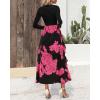 imageBTFBM Womens Floral Maxi Dress Fall Summer Casual Crewneck Long Sleeve Ruffle Flowy Cocktail Wedding Guest DressesBig Floral Rose Red