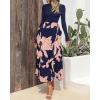 imageBTFBM Womens Floral Maxi Dress Fall Summer Casual Crewneck Long Sleeve Ruffle Flowy Cocktail Wedding Guest DressesPink Floral Navy