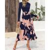 imageBTFBM Womens Floral Maxi Dress Fall Summer Casual Crewneck Long Sleeve Ruffle Flowy Cocktail Wedding Guest DressesPink Floral Navy