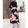 imageBTFBM Womens Floral Maxi Dress Fall Summer Casual Crewneck Long Sleeve Ruffle Flowy Cocktail Wedding Guest DressesPink Floral Navy
