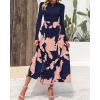 imageBTFBM Womens Floral Maxi Dress Fall Summer Casual Crewneck Long Sleeve Ruffle Flowy Cocktail Wedding Guest DressesPink Floral Navy